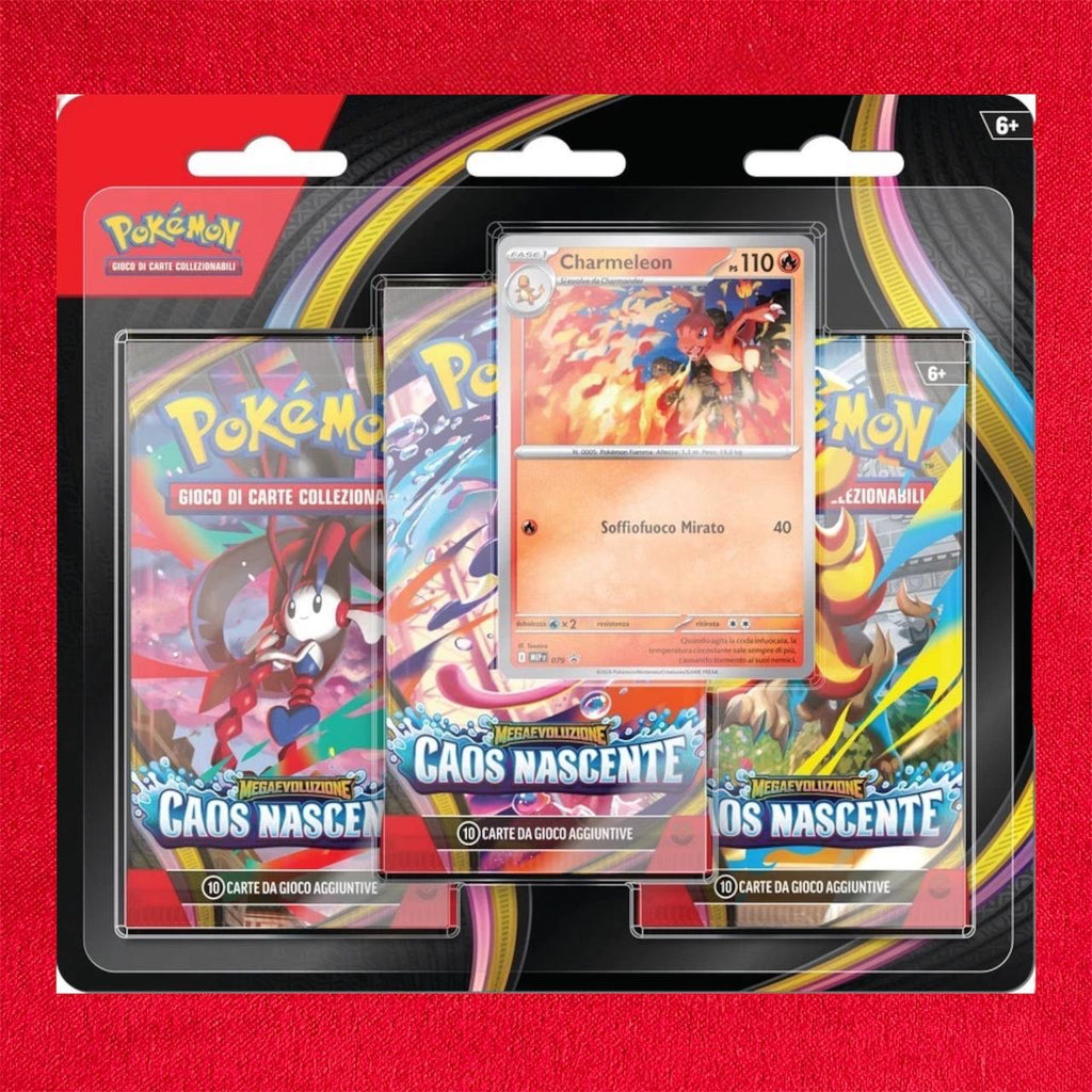 Pokemon Blister 3 buste + 1 Carta Caos Nascente